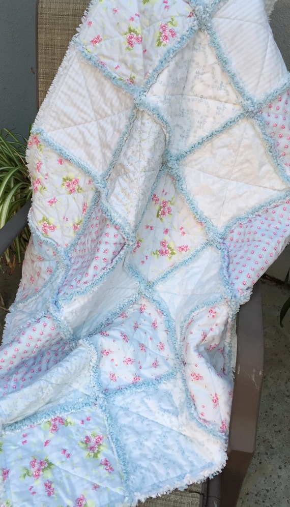 rag quilt ballet roses shabby chic lap baby blanket rag quilt ballet roses shabby chic lap baby blanket