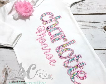 Baby Girl Coming Home Outfit - Personalized Baby Gown - Baby Girl Bring Home Outfit - Newborn Sleeper - Unique Baby Clothes - Monogrammed