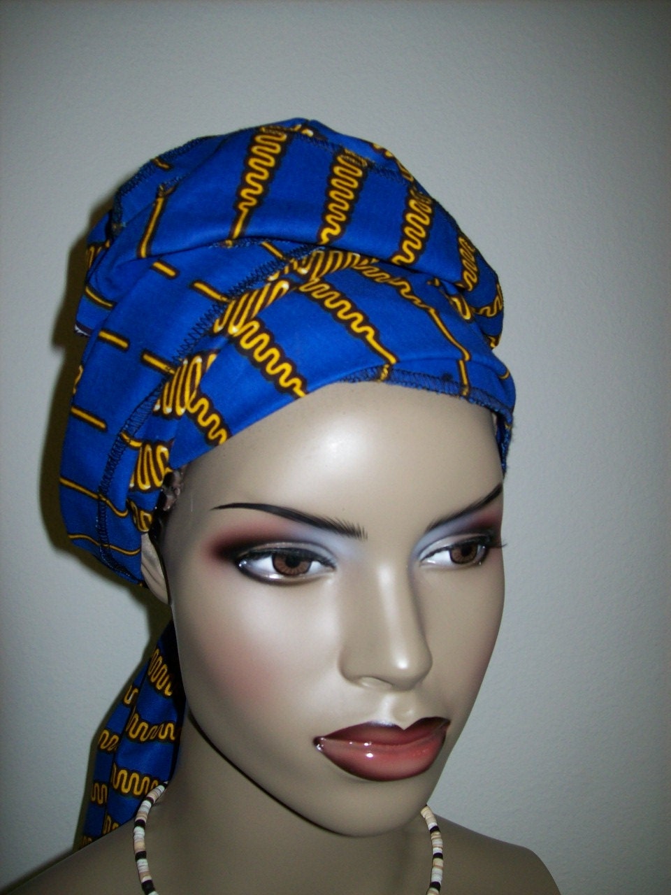 Blue African head wrap fabric Head Scarf Fabric Extra Long/