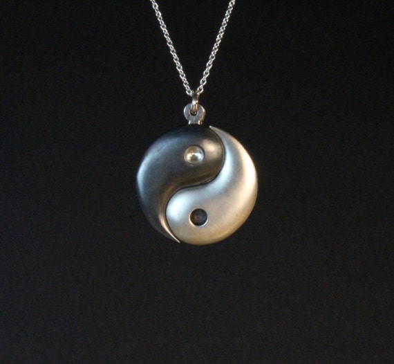 Yin Yang Necklace 2 Pieces Jewelry Pendant Oxidized Sterling 