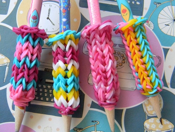 Items similar to 4 Removable Rainbow Loom Pencil Grips with Frozen ...