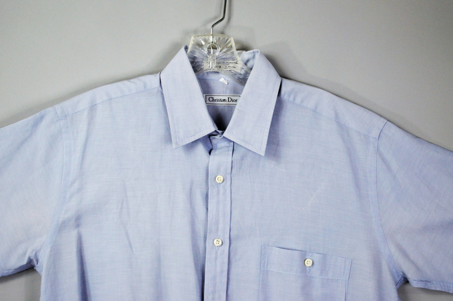 Vintage Christian Dior Mens Shirt Size Medium Light Blue