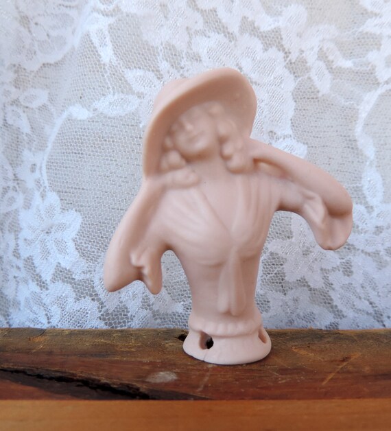 Porcelain Half Doll Lady Bisque Greenware Handmade Antique