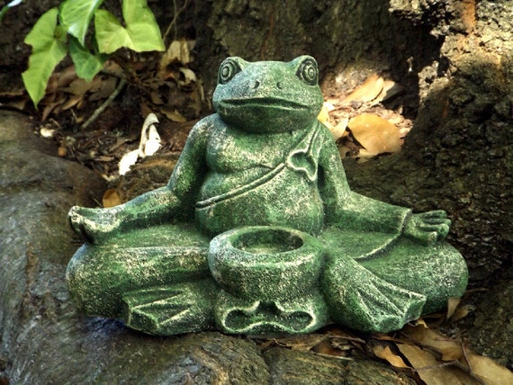 meditating frog figurine