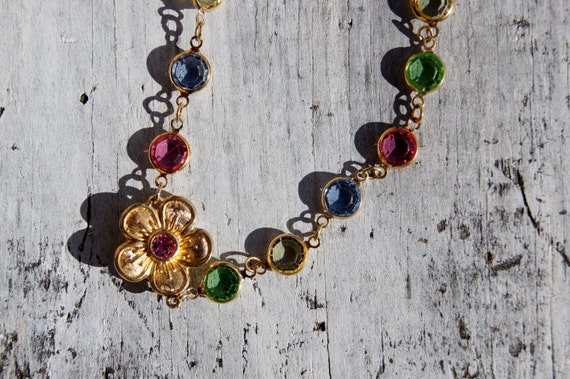 Spring Swarovski Sautoir Flower Bezel Necklace