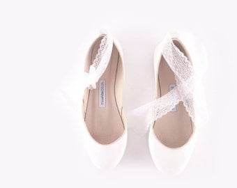 ribbon lace up ballet flats