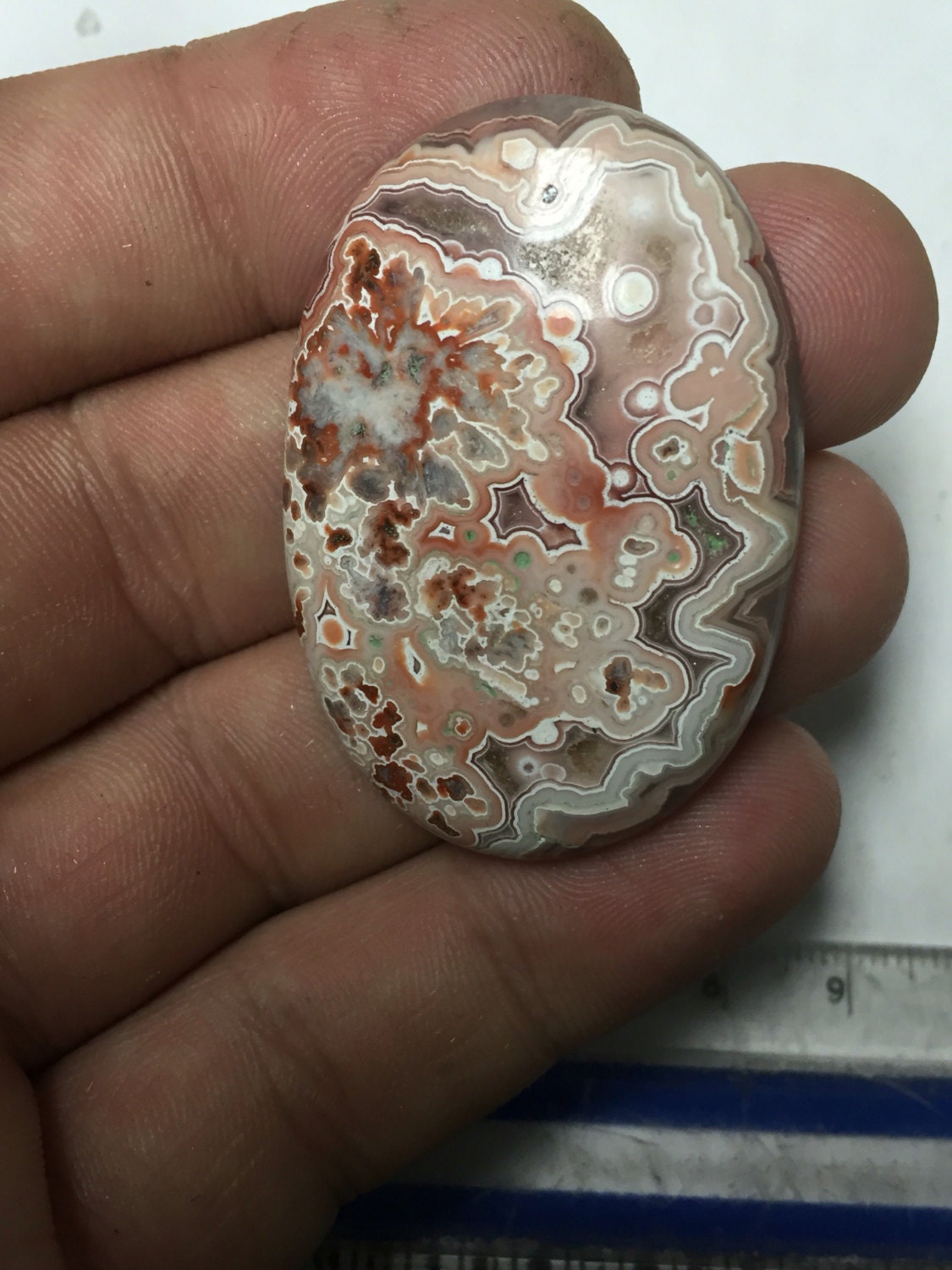 Oval Crazy Lace Agate Cabochon Rare A Grade w Quartz