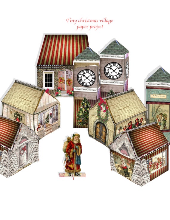 printable-christmas-village-victorian-paper-houses-and-clock