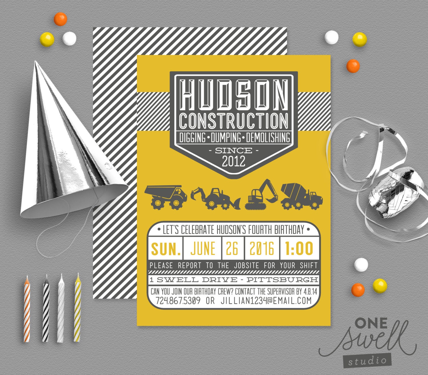 construction invitation construction party printable
