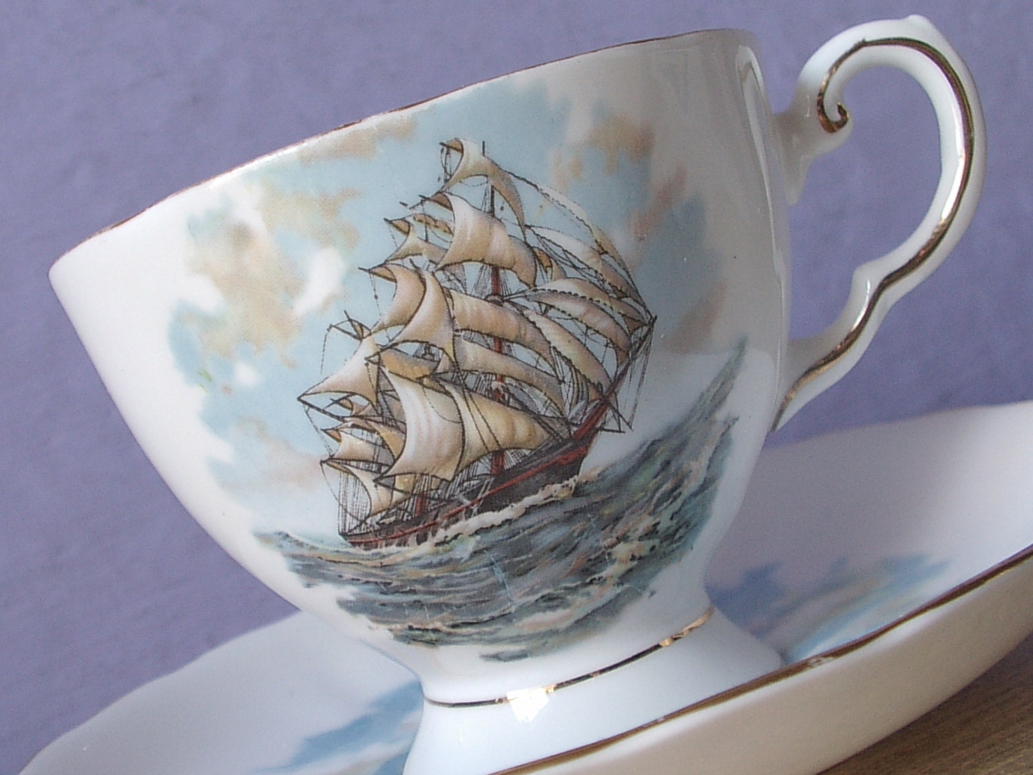 Vintage 1950's Sailing Ship teacup and saucer by ShoponSherman