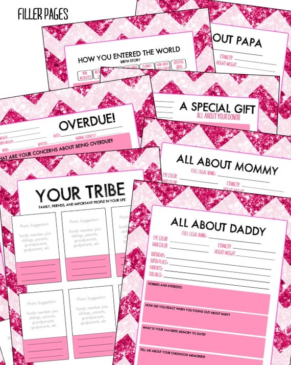 Pink Glitter Chevron Printable Pregnancy Journal Lgbt