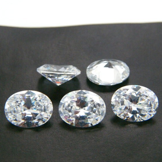 Oval Clear White Cubic Zirconia Loose CZ Stone Lot by betajewelry