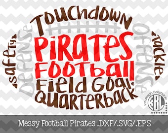 Messy Pirates Football design INSTANT DOWNLOAD in dxf/svg/eps for use with programs such as Silhouette Studio and Cricut Design Space