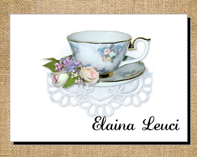 Beautiful Rose Medley Teacup Cup Tea Note Cards - Invitations - Thank You Cards for Bridal Shower or Luncheon ~ Bridal Gift