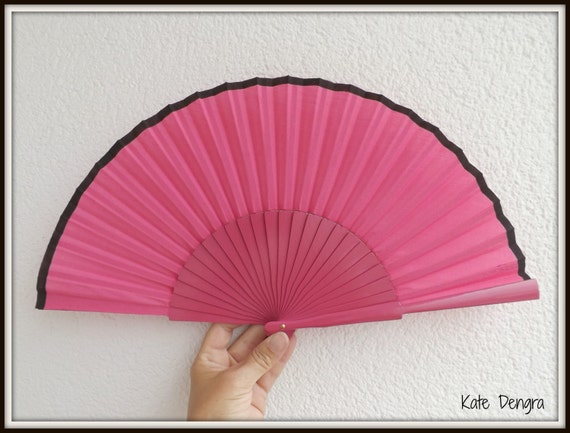 Hot Pink And Black SIZE OPTIONS Fabric Wood Folding Fan   Il 570xN.1039970985 Prxu 