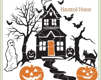 Download Halloween Glass Block SVG File Haunted House svg Halloween