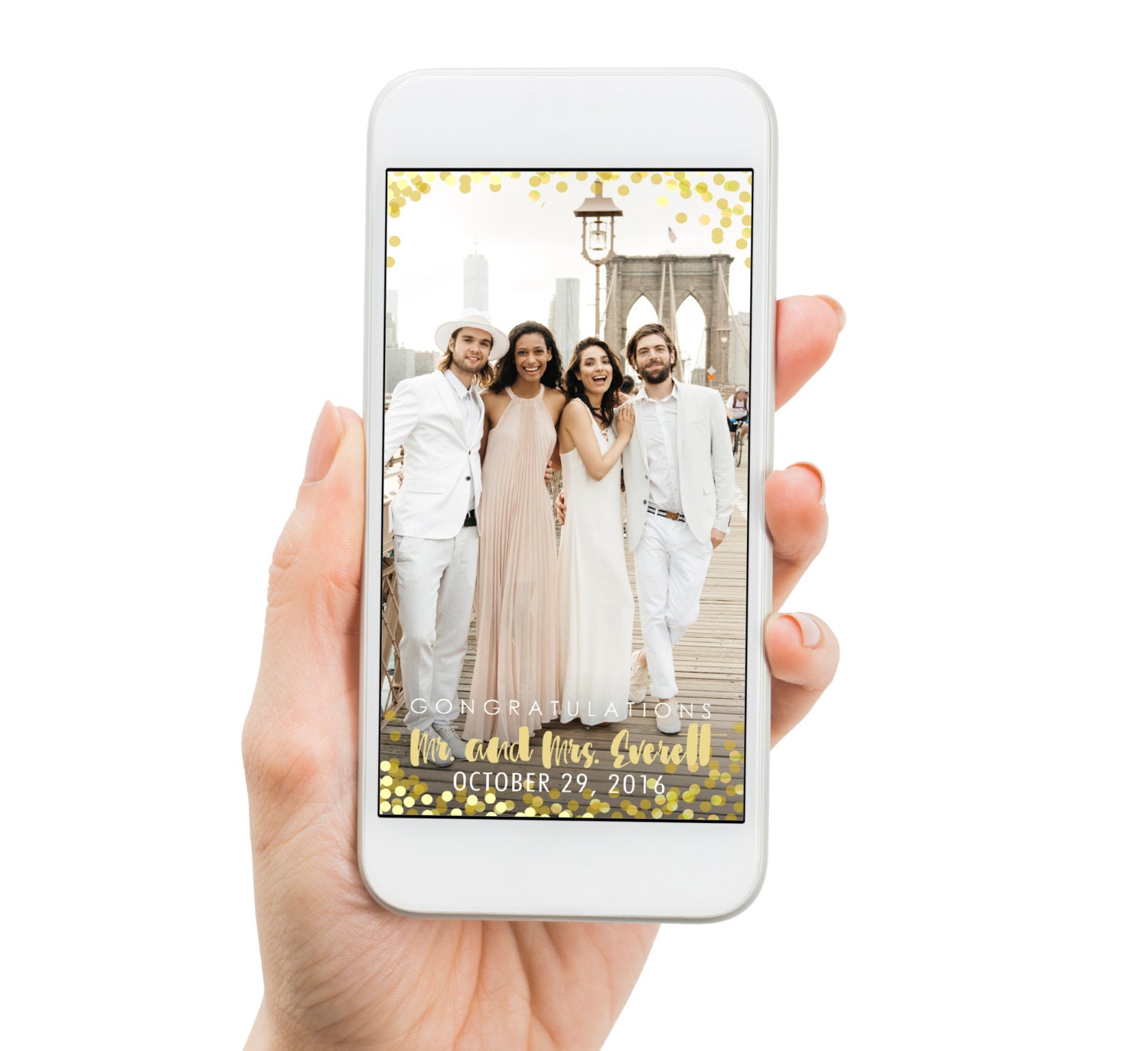 Custom Snapchat Filter Gold Confetti Wedding Snapchat