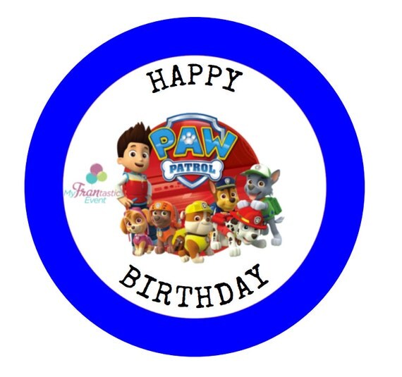 INSTANT DOWNLOAD Paw Patrol Happy Birthday Tags Labels for