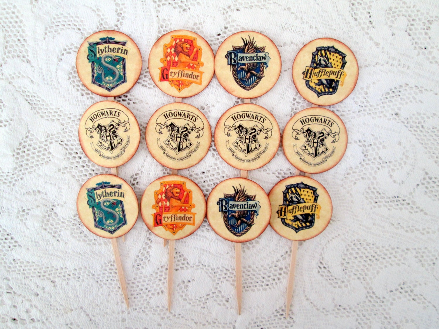 Hogwarts Crests Cupcake Toppers Harry Potter Party Hogwarts