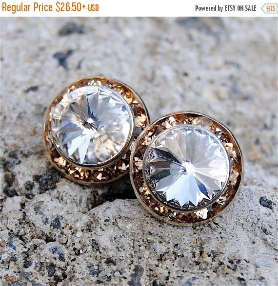 25% OFF SUMMER SALE Diamond Bridal Earrings Bride by MASHUGANA