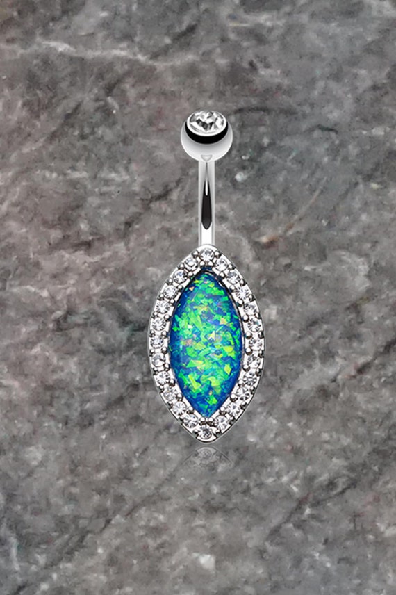 Black Opal Belly Button Rings Opal Belly Ring