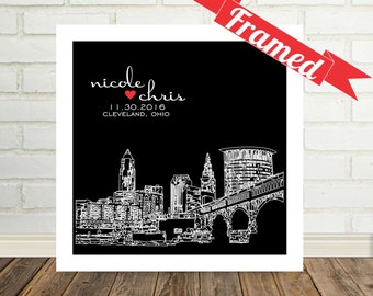 Unique Engagement Gift City Skyline Personalized FRAMED ART Print Any City Available Wedding Gift Personalized Engagement Gift