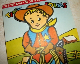 Vintage Tiny Folks Mail kit, children's stationery folder, Hassenfeld Brothers