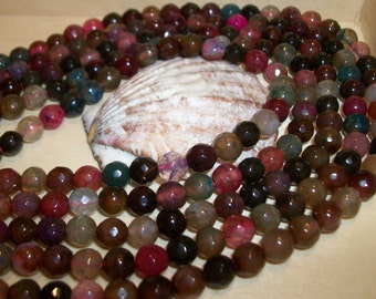Multicolor earth tones faceted Agate gemstone bead - 6 mm beads- full strand-262