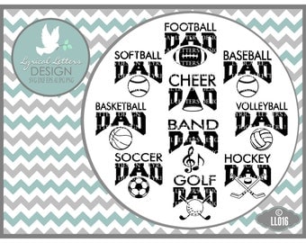 Sports Dad Baseball Cheer Volleyball Golf LL016 - Vector - Cutting File - Includes ai, eps, svg, dxf (for Silhouette users), png, jpg
