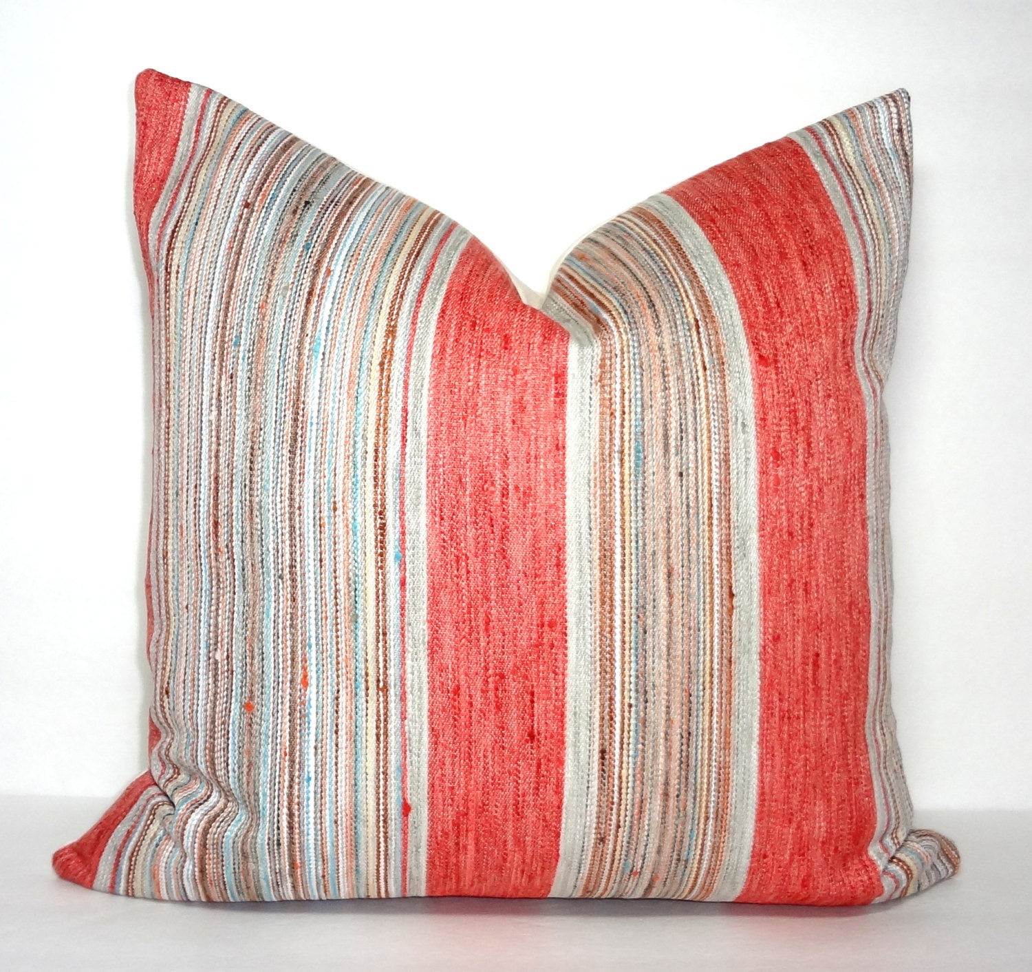 Coral Stripe Pillow Cover Decorative Striped Coral Throw