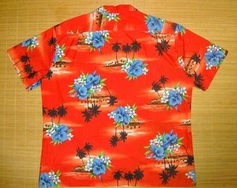 Mens Vintage 70s Royal Hawaiian Aloha Palm Shirt - XXL 2XL- The Hana Shirt Co