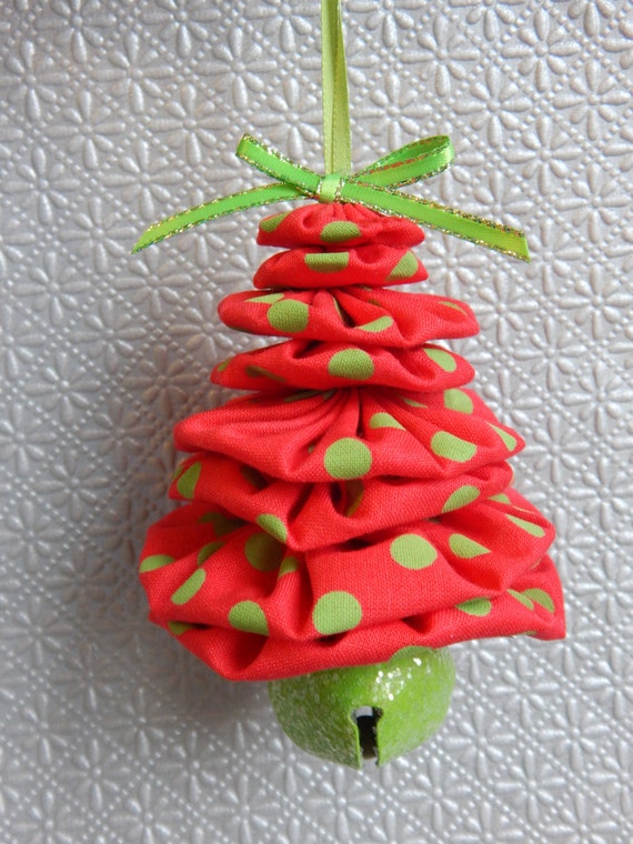 Red and Lime Green Christmas Tree Ornament