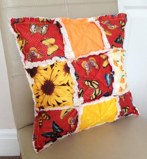 Patchwork Pillow Patchwork Cushion Rag Pillow by MrsMzSewingRoom