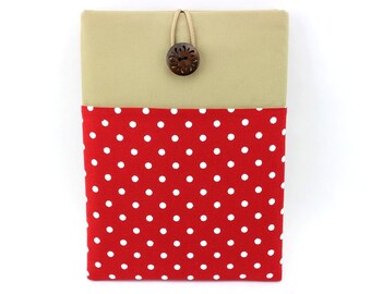Retro ipad case, Front Pocket iPad Sleeve Polka Dot Red
