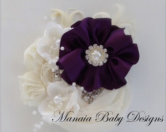 Ivory and Plum Vintage Headband