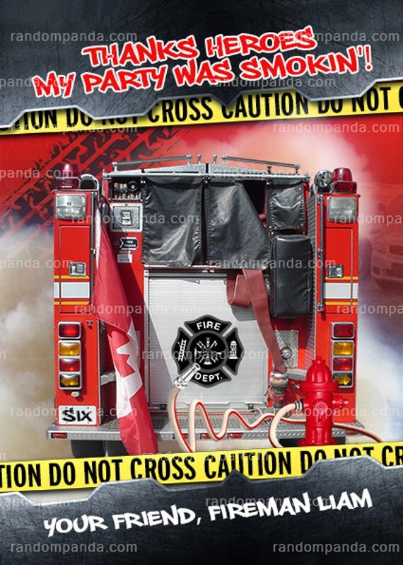 Firefighter Thank You Card Fireman Party Thank you Note