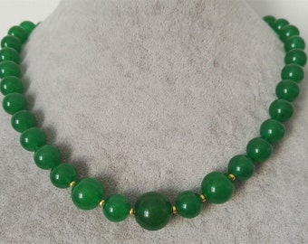 jade necklace - 10-14mm green jade necklace, free shipping