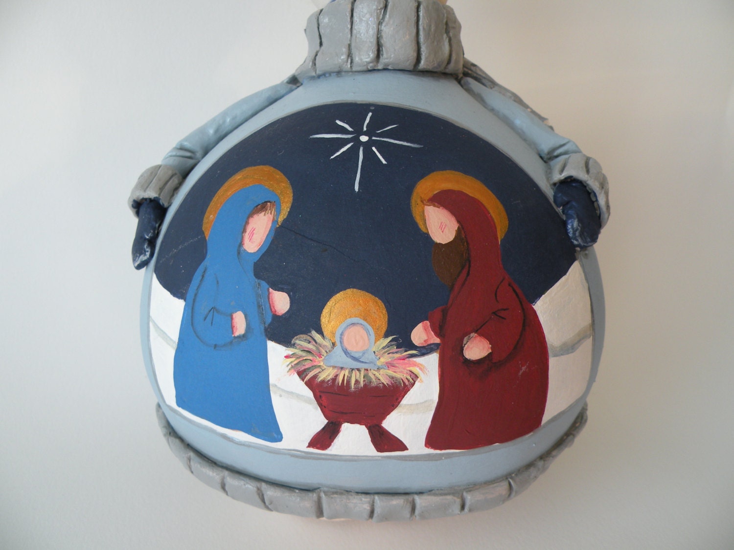 Snow Angel with Nativity Scene Gourd Holiday by MarleyartHoliday