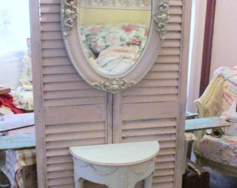 OOAK Vintage Shutter Hall Tree ASCP Antoinette Pink Barbola Roses