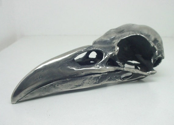 Giant Real Raven Skull 5 White Bronze by skeletos on Etsy