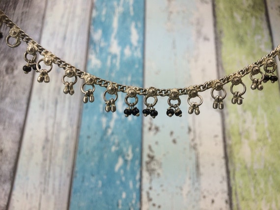 SILVER ANKLE BRACELET- Anklet- Slave Bracelet- Ankle Bracelet- Hippie- Summer- Bell Bracelet- Bell Ankle Bracelet- Vintage Bangle- Beach