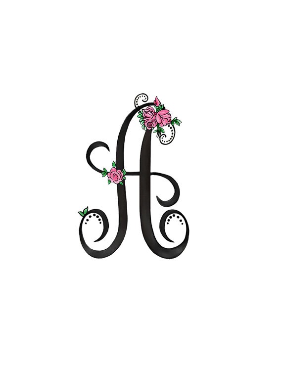 Watercolor Floral Scroll Alphabet Alphabet Clip Art