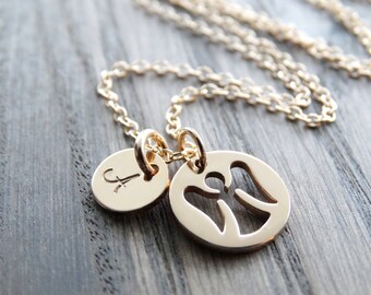 Tiny Guardian Angel Necklace Guardian Angel Charm Gold filled necklace Gold necklace Monogram Necklace Gold Angel Necklace