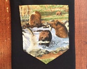 Polar Bear Black grizzly pocket tee shirt