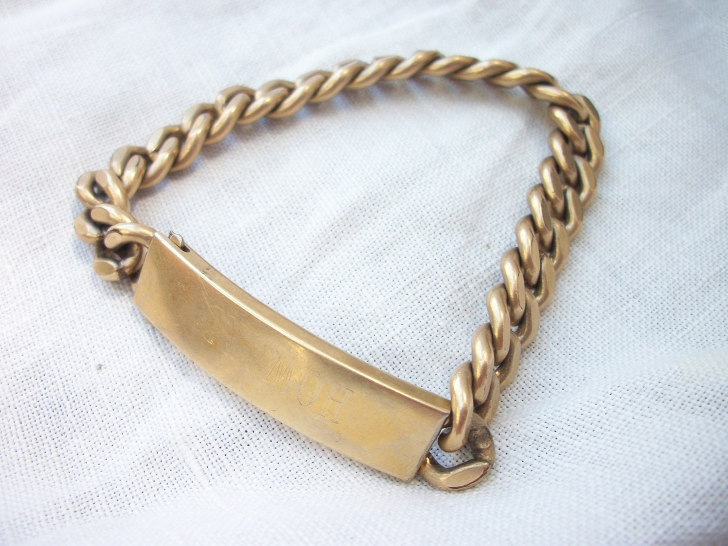 Men&#39;s ID Bracelet Vintage Gold Filled by AtomicTreasureHunter