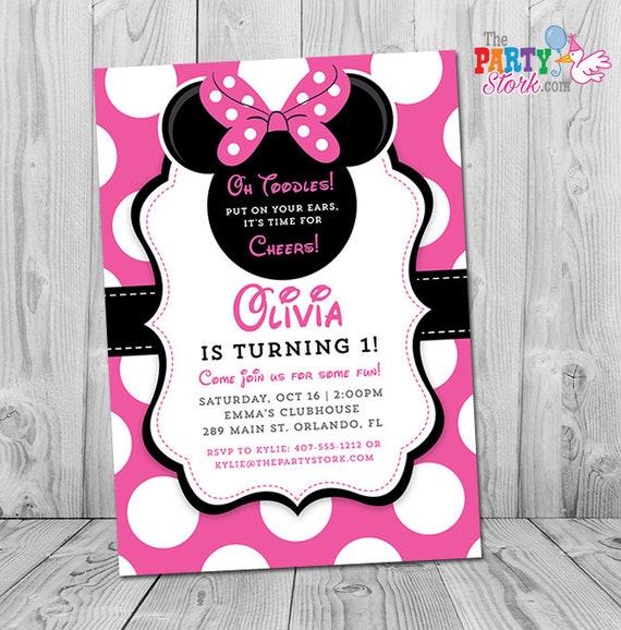 Minnie Mouse 1st Birthday Invitations | Printable Girls ...