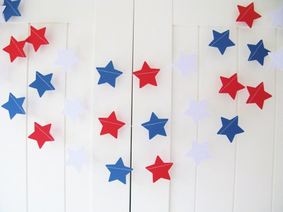 Red White and Blue Garland 10ft Long Star Garland