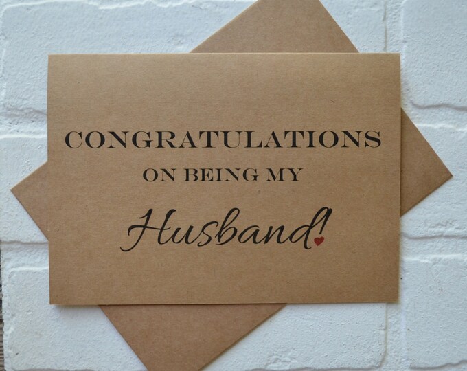 CONGRATULATIONS on being my HUSBAND WIFE wedding day card to my husband card kraft wedding card on my wedding day husband funny  anniversary