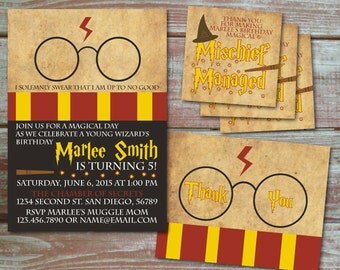 Harry Potter Birthday Invitation Set