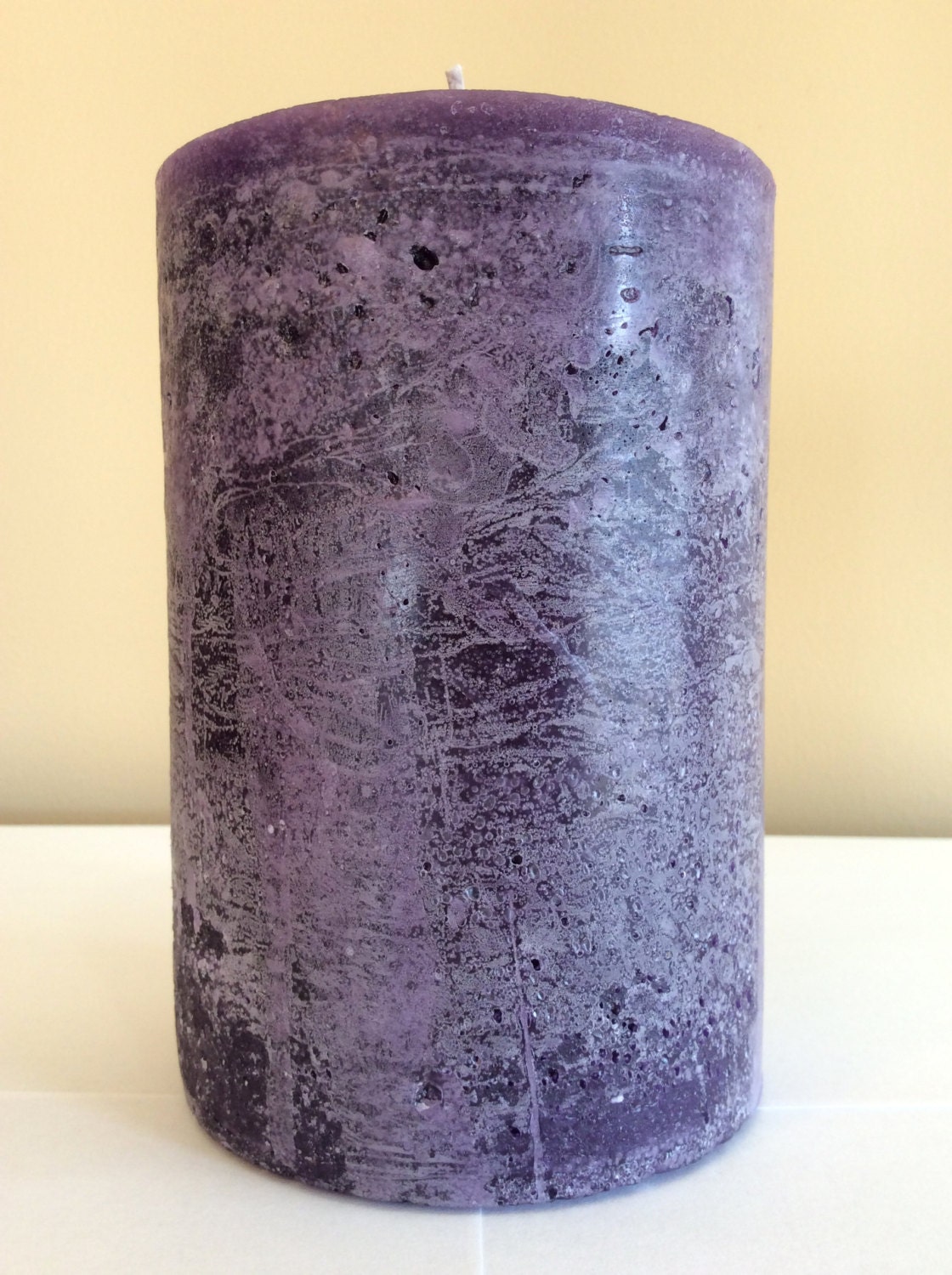 Purple Rustic Large 4 Wide Pillar Candle by StillWaterCandles